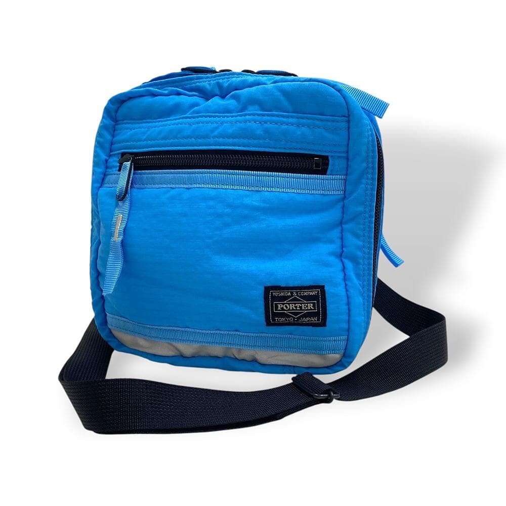 PORTER Mini Shoulder Bag Blue Nylon Vintage Crossbody Zip Japan Rare 17cm 130cm