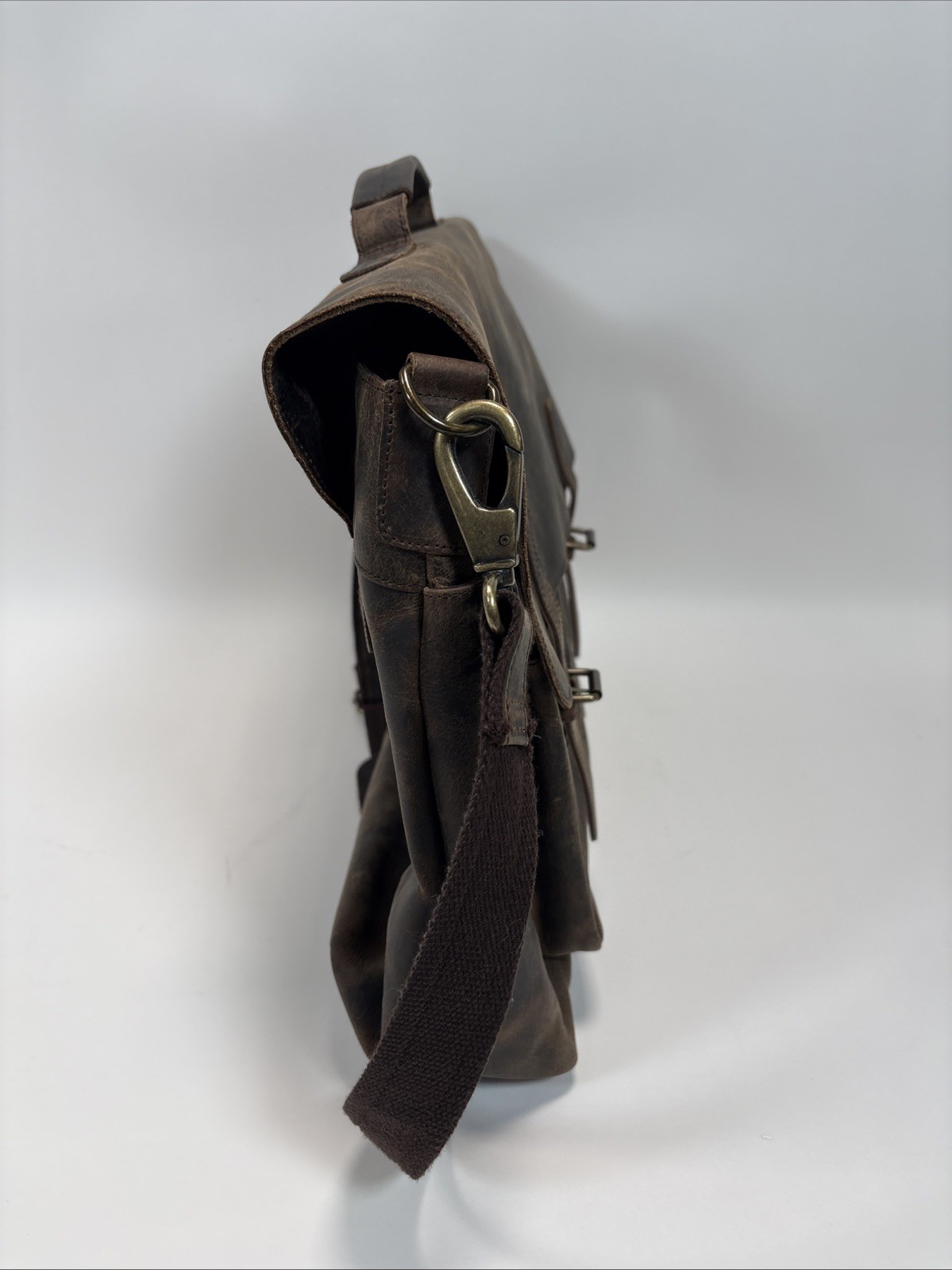 Komalc Brown Distressed Leather Briefcase Messenger Bag Shoulder Strap Bag