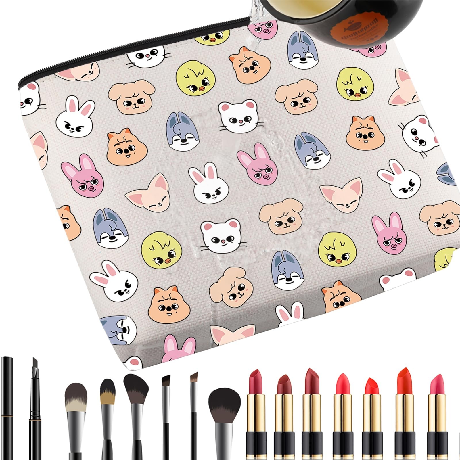 TOBGBE Band Cosmetic Makeup Bag K Fans Gift 23*17cm(9.05*7.08inch), SKZ BAG