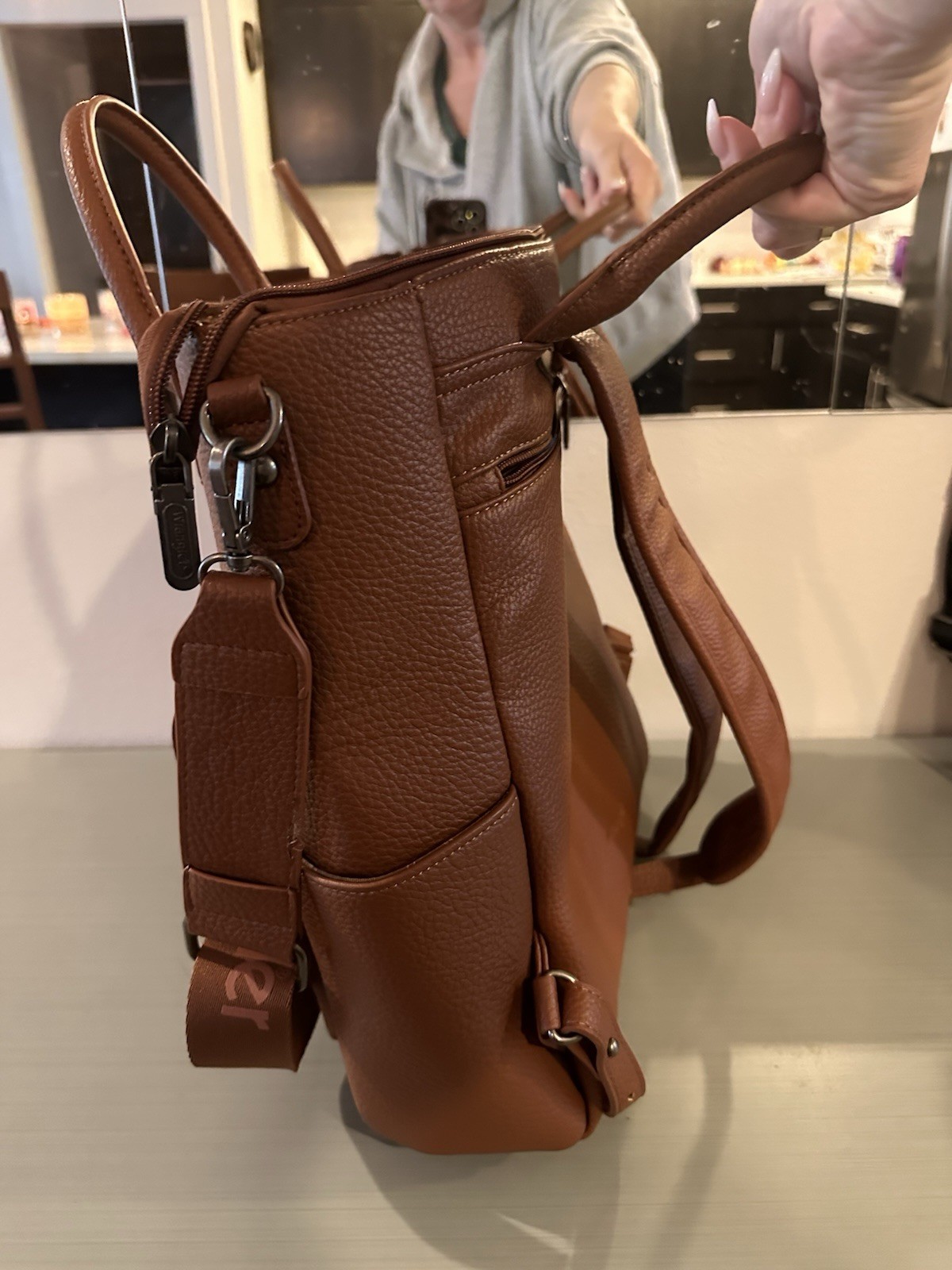 Wrangler Brown Medium Backpack Top Handle Zip & Buckle Closure Adjustable Straps