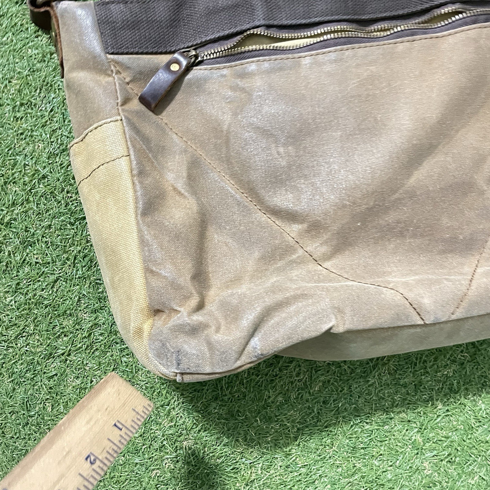 Newhey Messenger Bag Leather Canvas Laptop Retro Professional Shoulder Strap