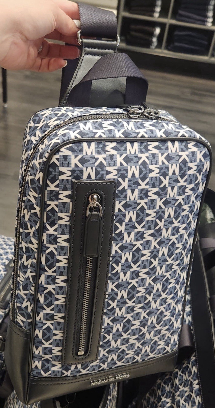 Michael Kors Lautner Logo Print Sling Pack Blue