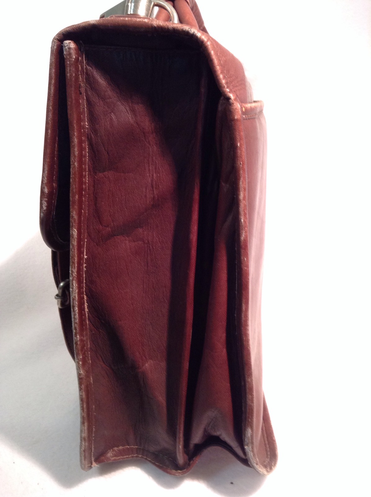 Piel Leather Classic Briefcase Chestnut Brown Messenger Bag Pre-Owned