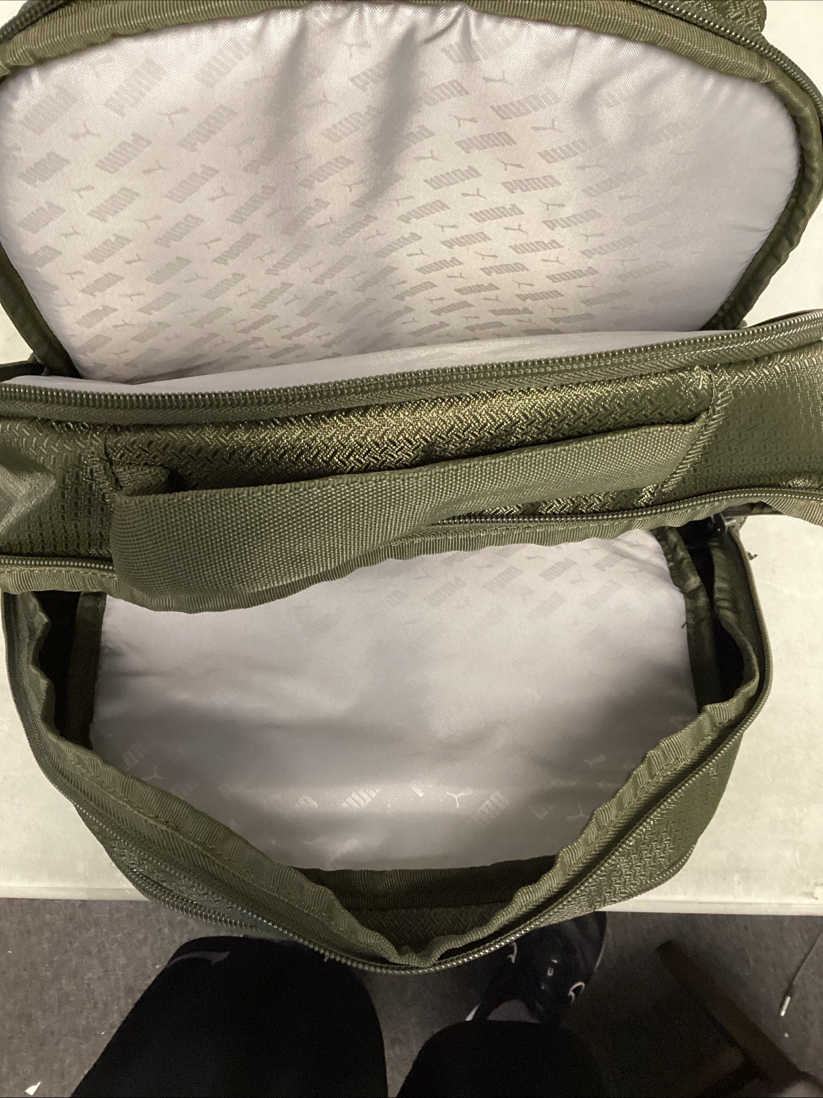 PUMA Backpack Green Laptop School Travel Book Bag Multiple Compartments New