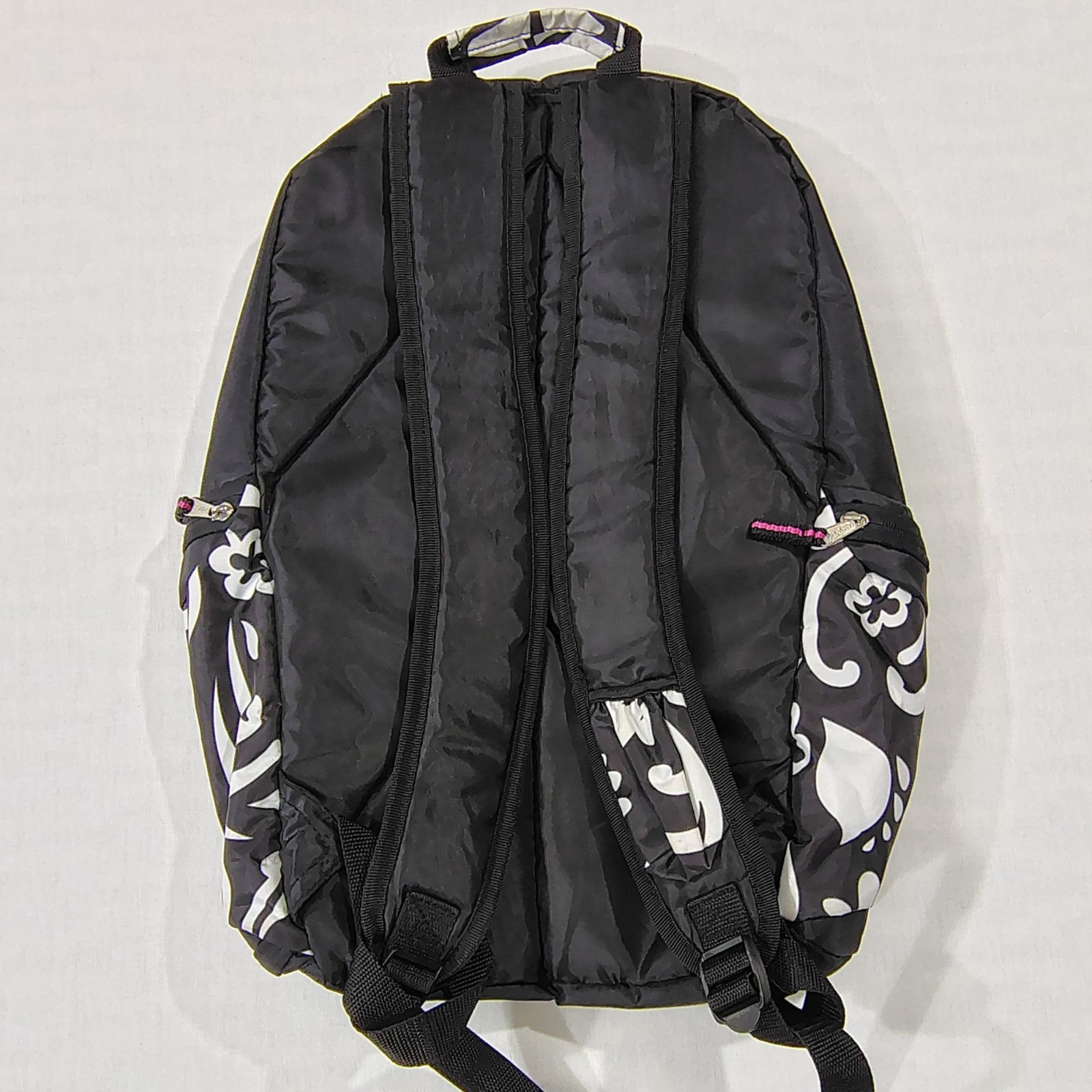 EastSport Black White Floral Backpack Multiple Compartments Adjustable Straps