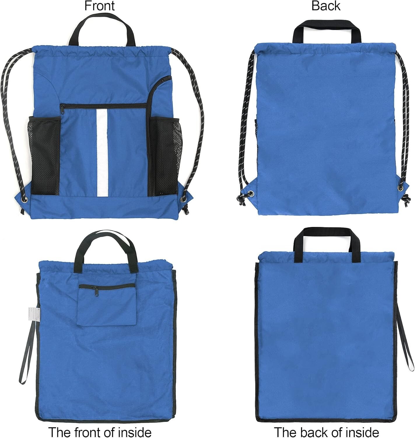 Spacious Drawstring Sports Backpack with Five Pockets & Machine Washable Design
