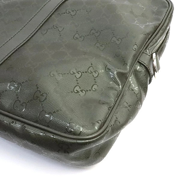 Gucci Briefcase GG Implime Pattern PVC Leather Moss Green 19223