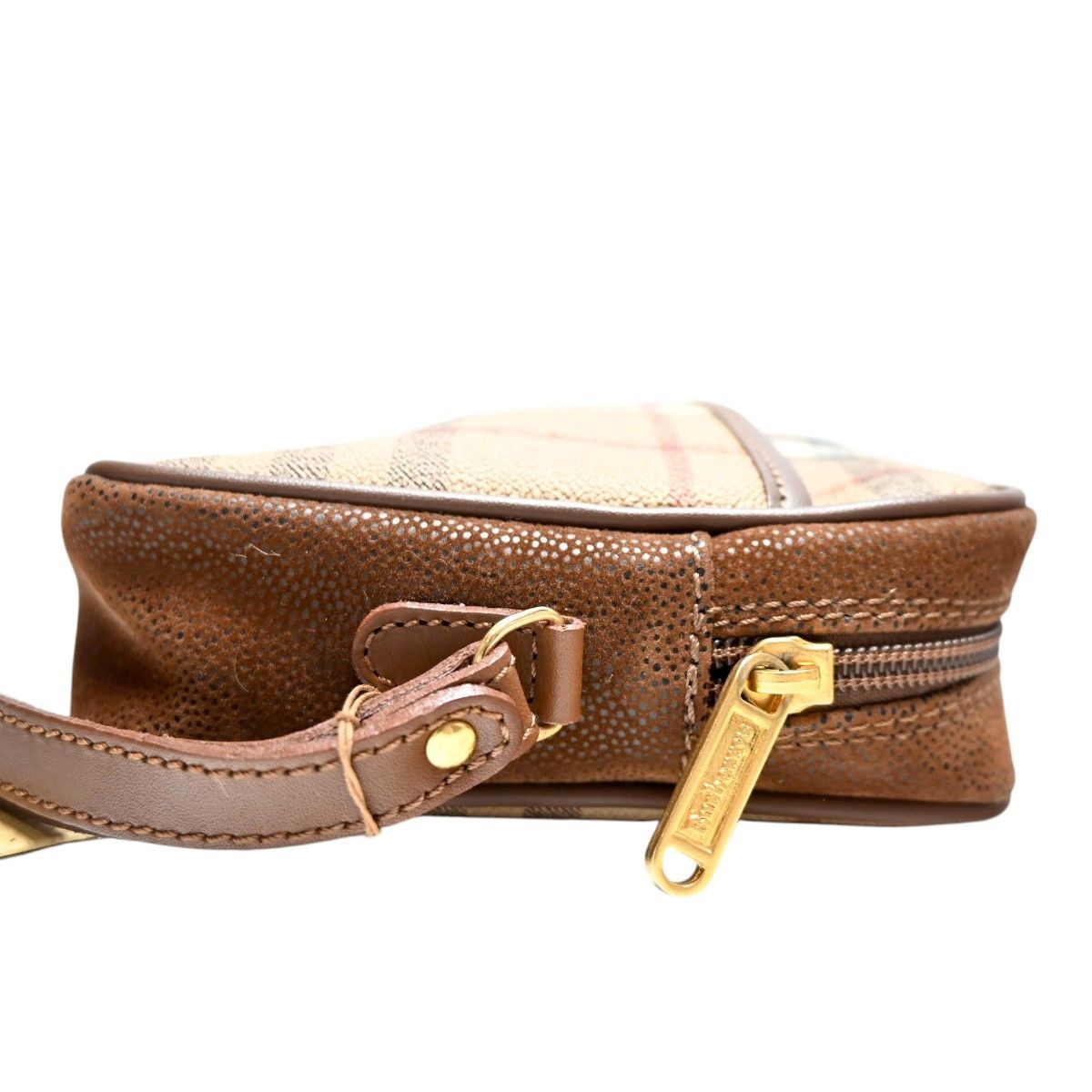 Authentic Burberrys Leather & PVC Clutch Bag, Beige, approx 9 x 6 inches