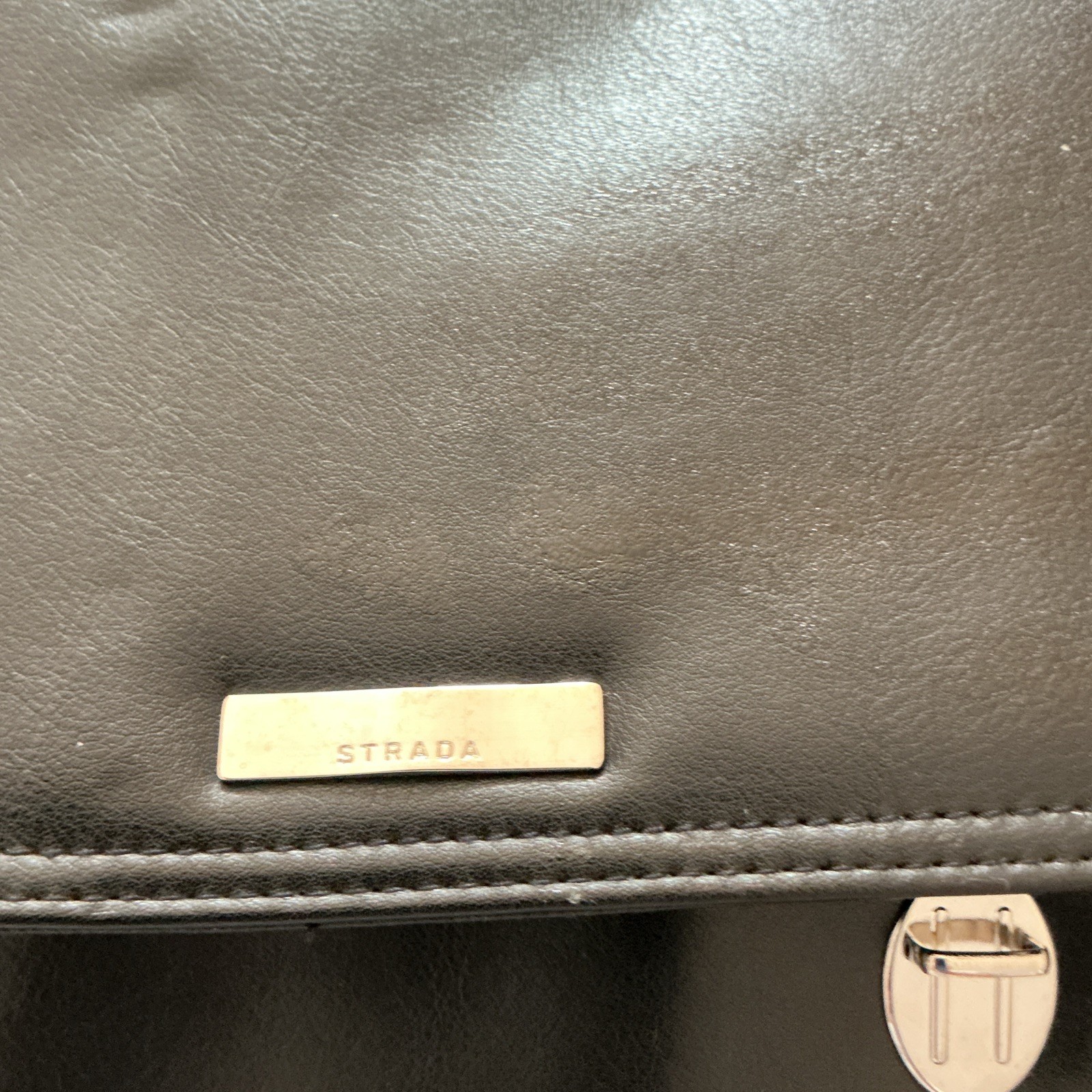 Strada Black Men’s Briefcase Document Case Buckle Zip Pockets Shoulder Strap