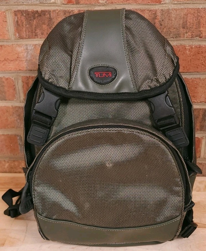 TUMI Backpack T2 Laptop Travel Bag Green Nylon Carry On