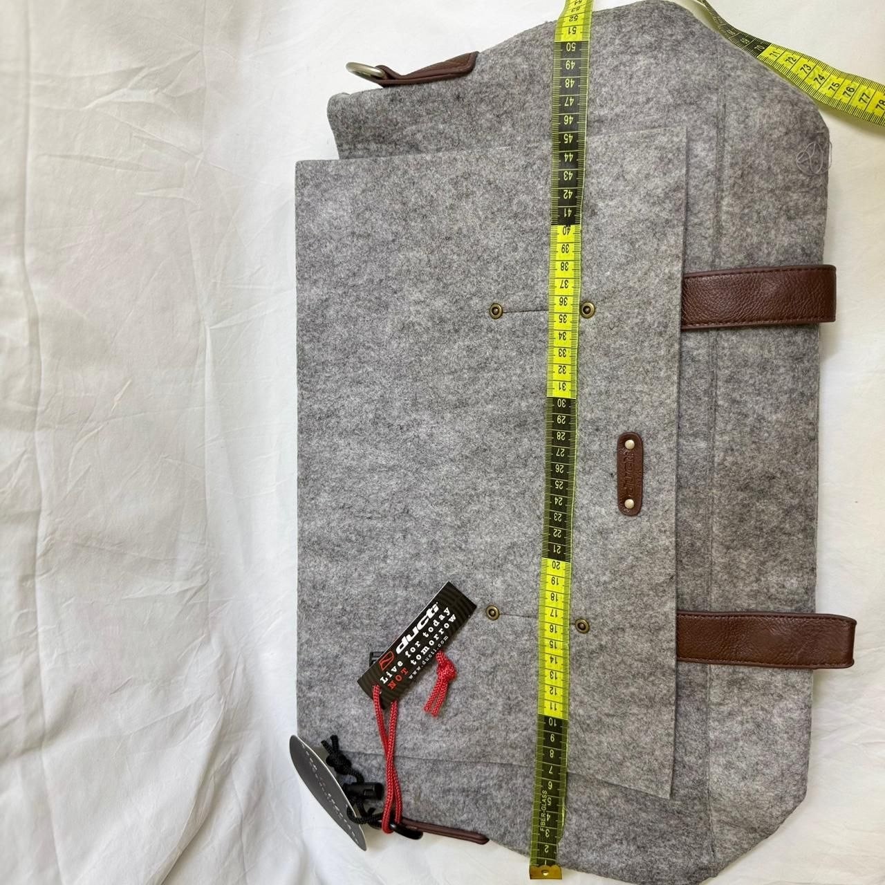 Ducti Gray Felt Messenger Bag Laptop Briefcase Crossbody Shoulder Strap NWT