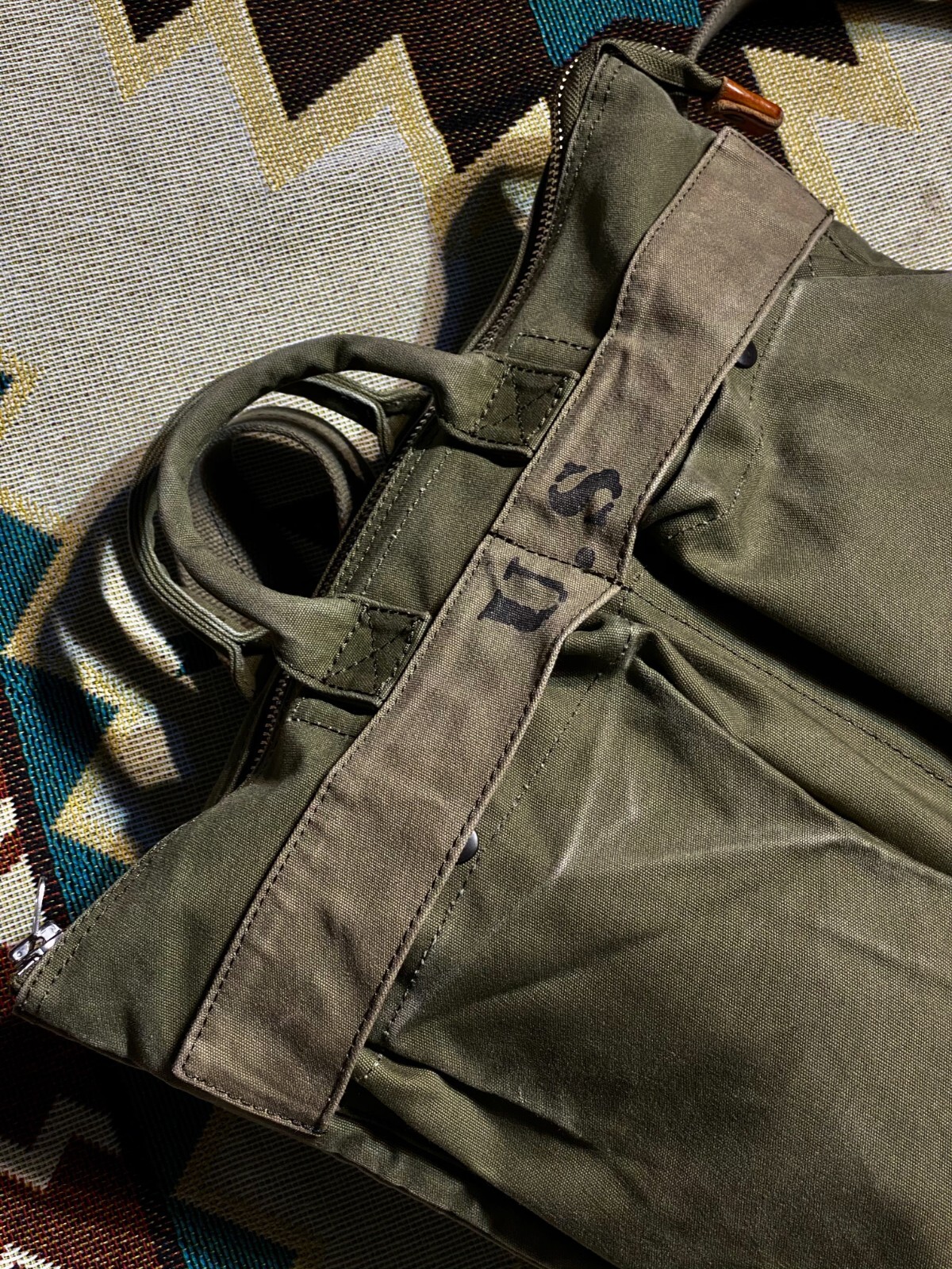 Waxed Canvas & Cowhide Handbag Backpack Unisex Retro Bomber Helmet Bag