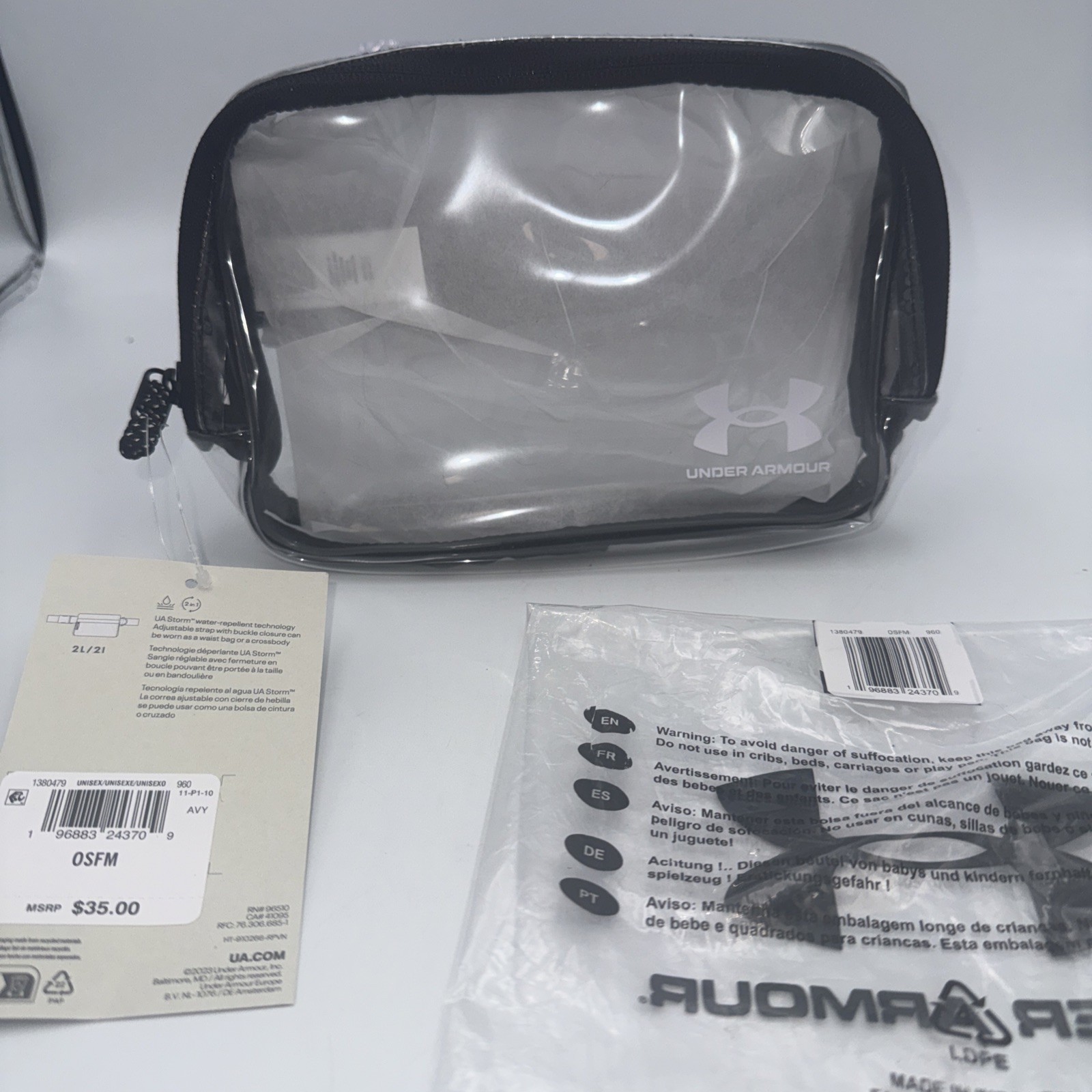 Under Armour Clear Crossbody Stadium Approved Bag Black Strap 1380479 Brand New