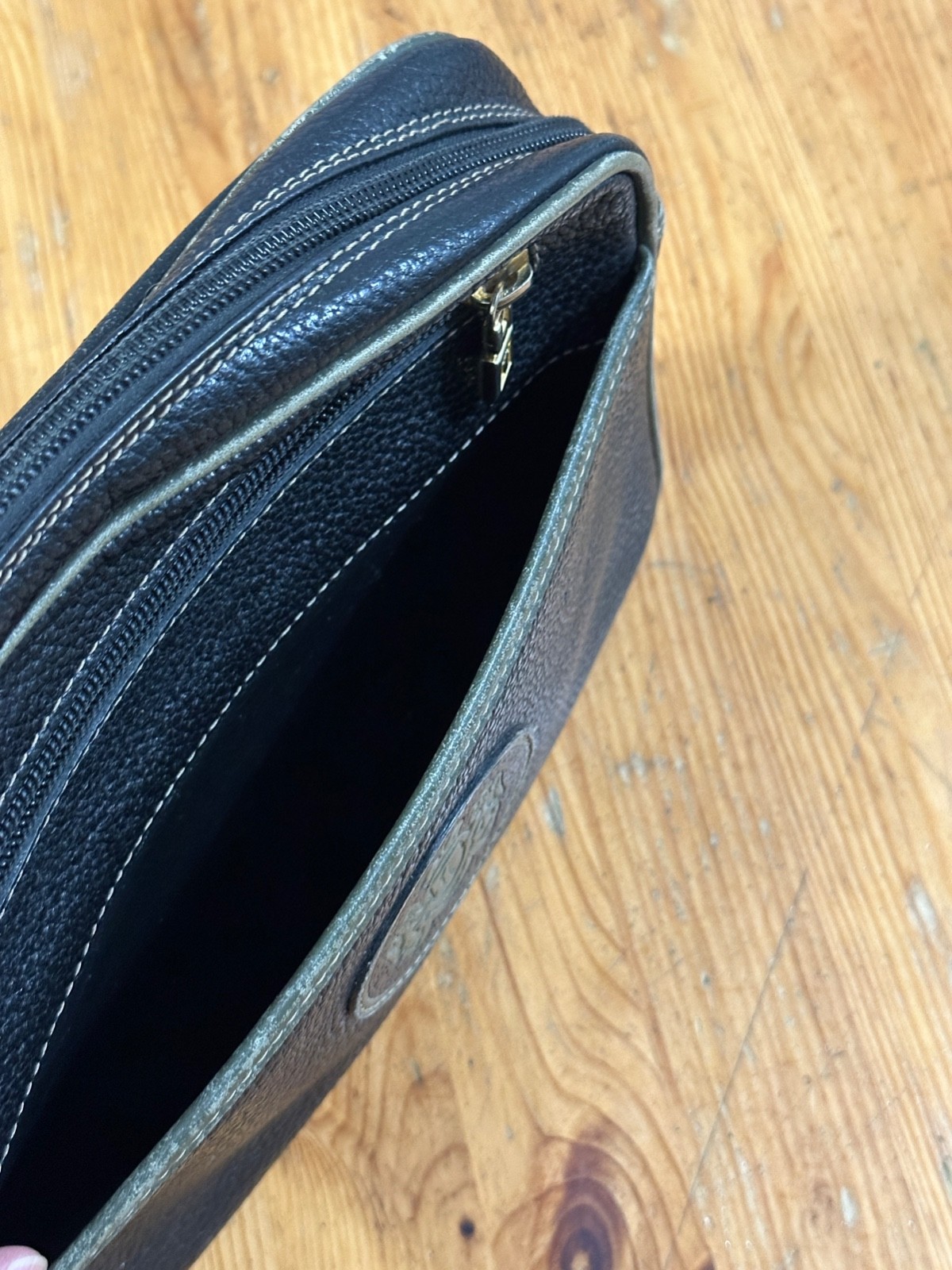 A.Testoni Dinamico Black Clutch Bag Leather Bag Travel Made Italy