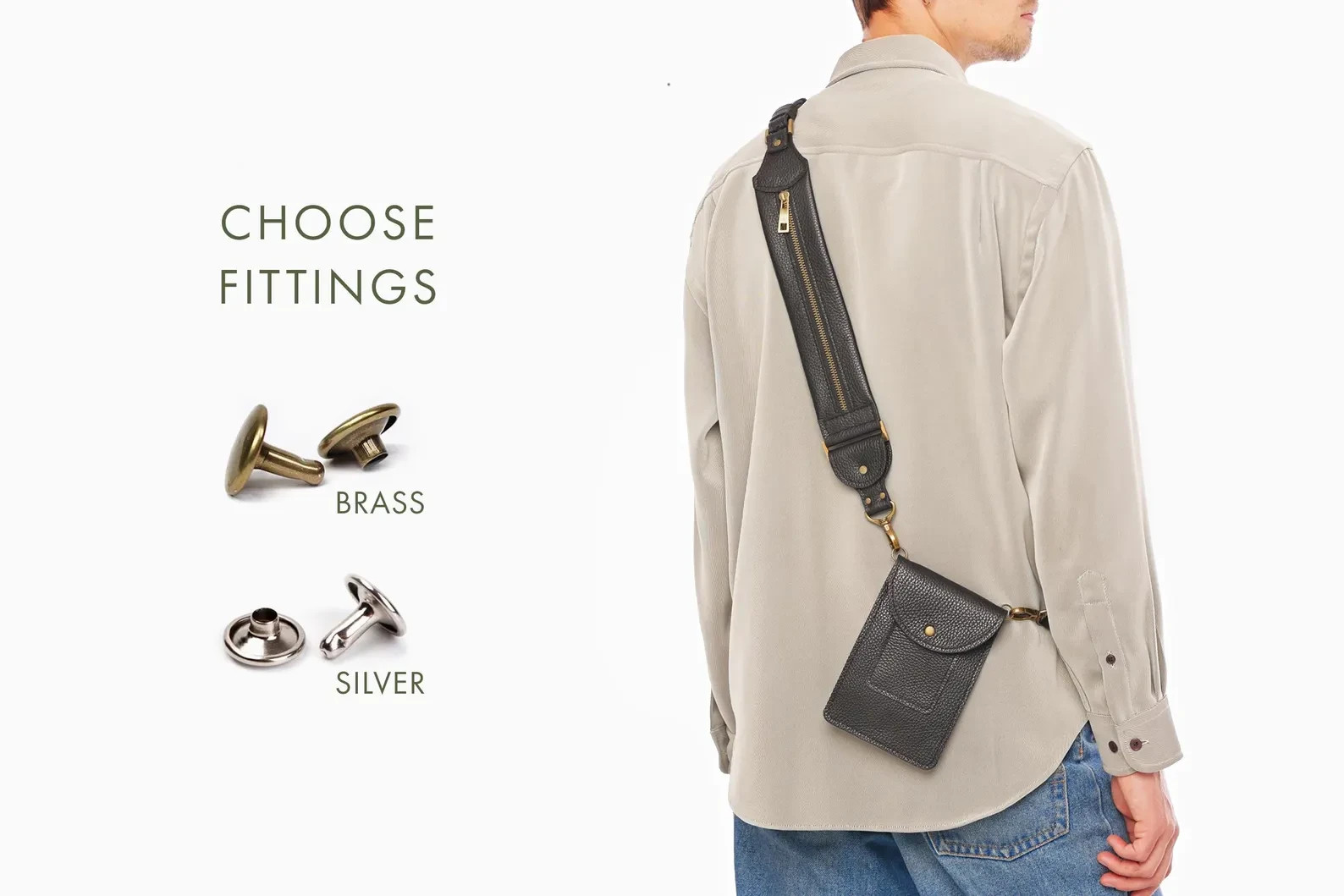 Leather Bandolier Phone Pouch for Men, Convertible Crossbody Phone Bag