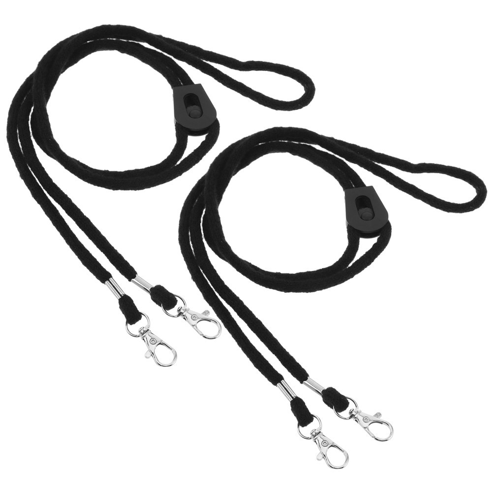 2Pcs Anti-Loss Ski Gloves Wrist Lanyards Elastic Black Polyester for Outdoor