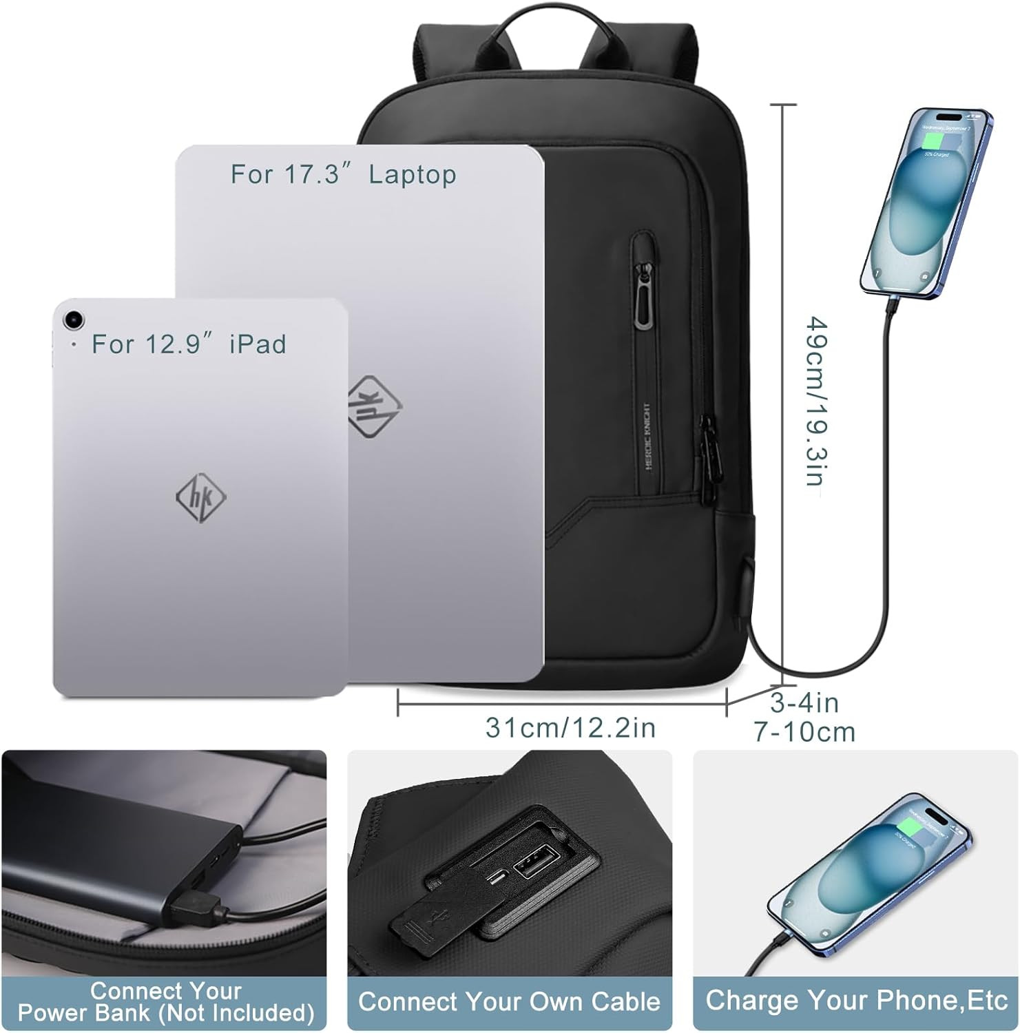 Backpack for Men Business Slim Laptop Bag | anti Theft Travel Backpacks 17.3 Inc