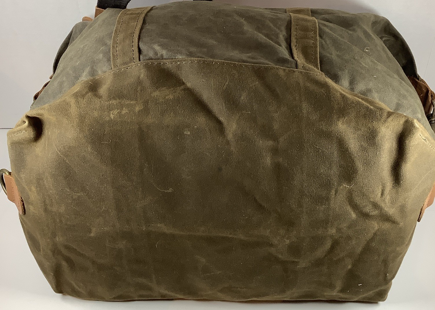 CB Station Waxed Canvas Duffle Bag Olive Green Leather Trim Travel 21”