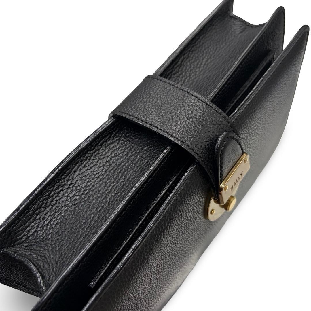 Authentic Bally Leather Clutch Bag Black 17cm x 24.5cm Dress Casual Stylish