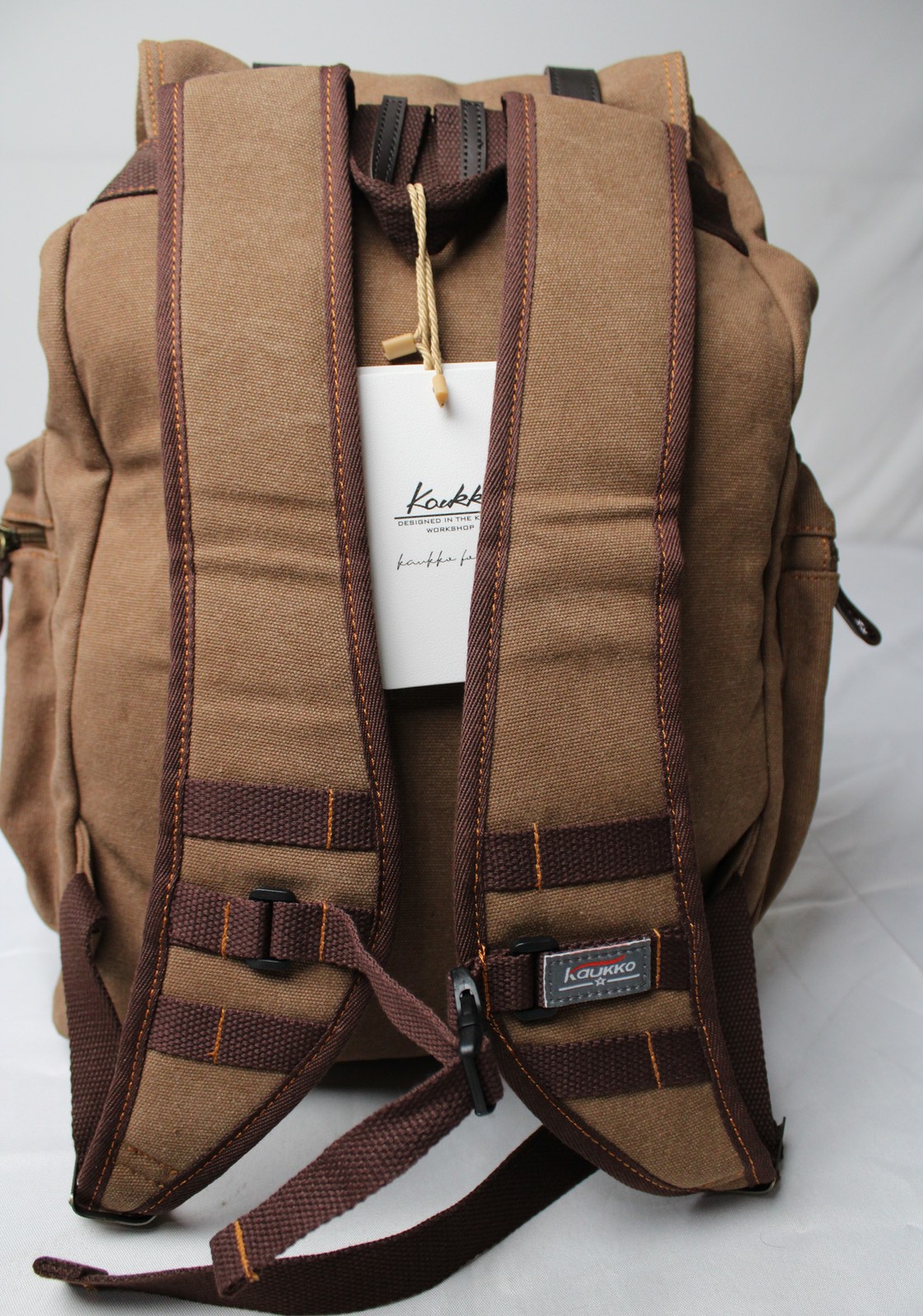 Kaukko Men’s Drawstring Closure Retro Canvas Backpack EH6 Khaki One Size NWT