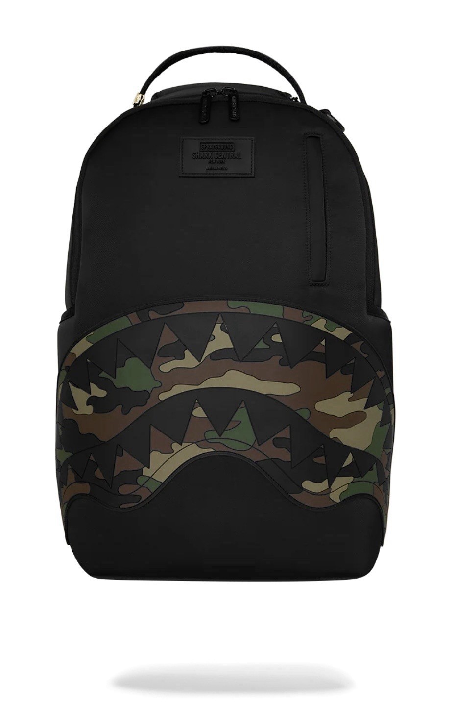 Sprayground Camo Shark Central Mouth Backpack New Black Bookbag Large School Bag