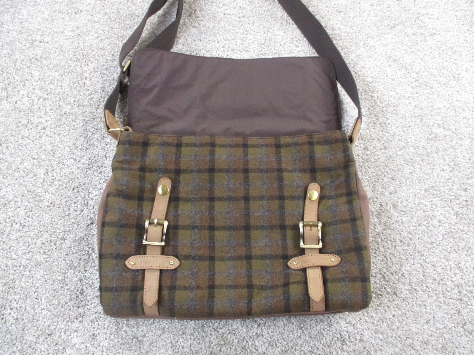 Pendleton Mens Wool Plaid Leather Messenger Bag Crosssbody Laptop School Travel