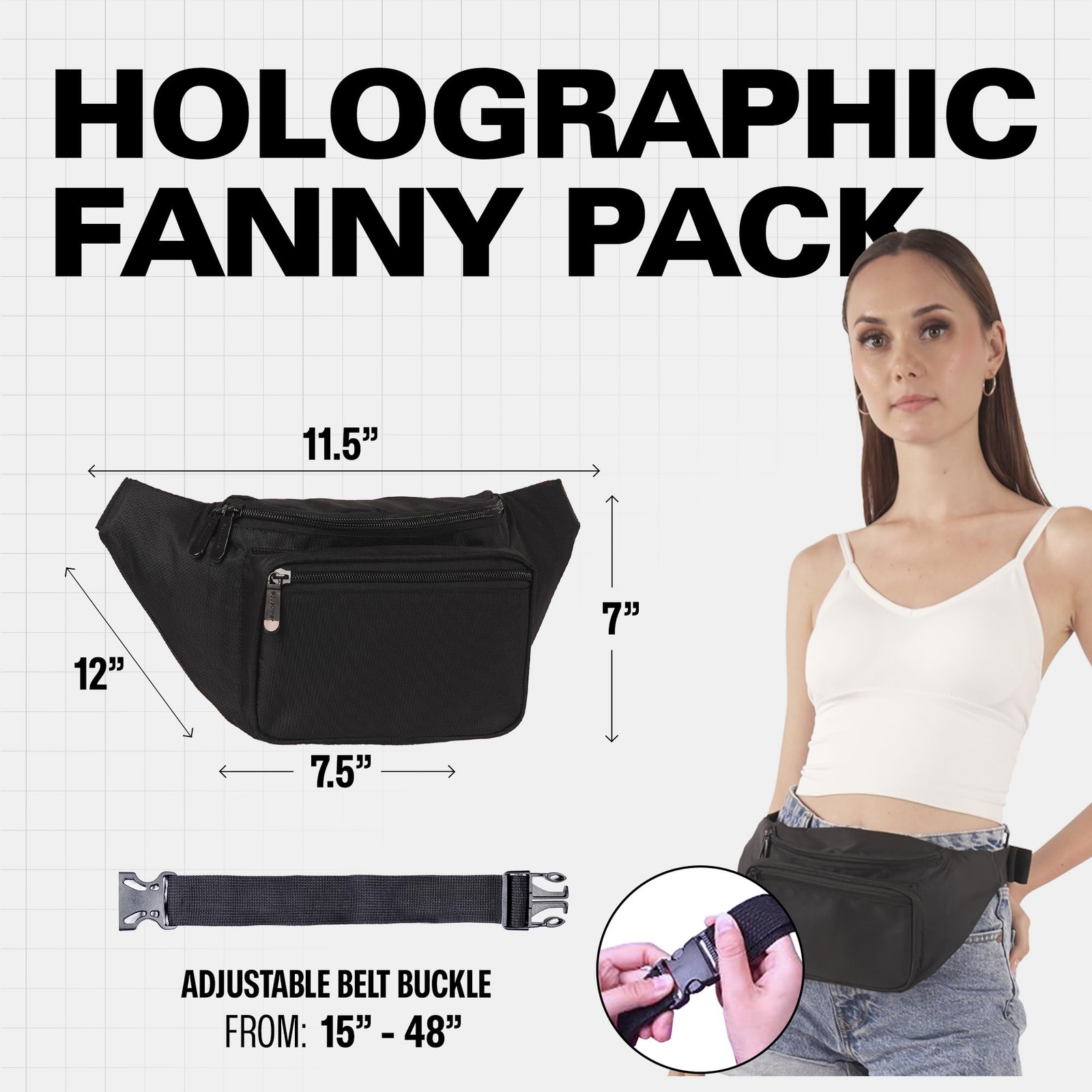 Black Fanny Pack Belt Bag I Mens Packs for One_Size, – Solid