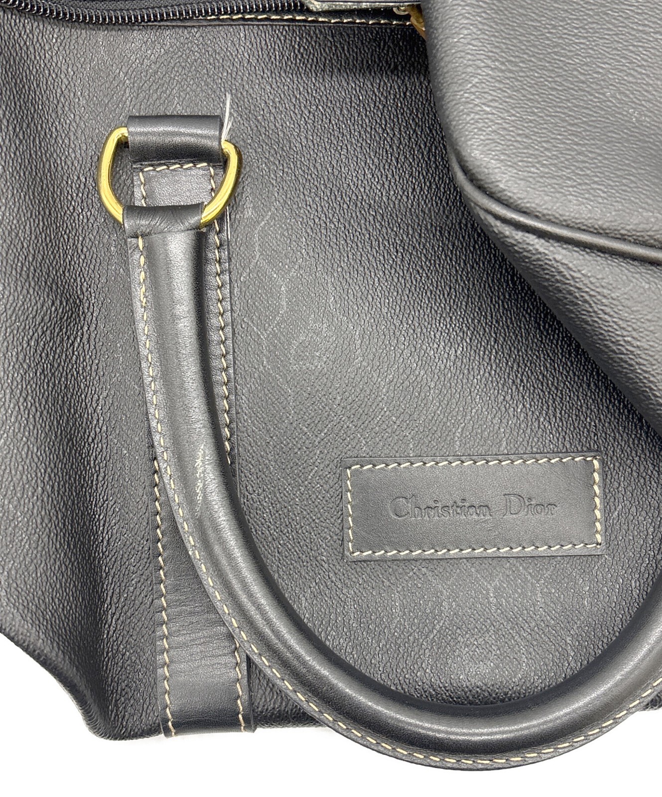 Christian Dior Boston bag Black Leather Men Duffle bag Large capacity