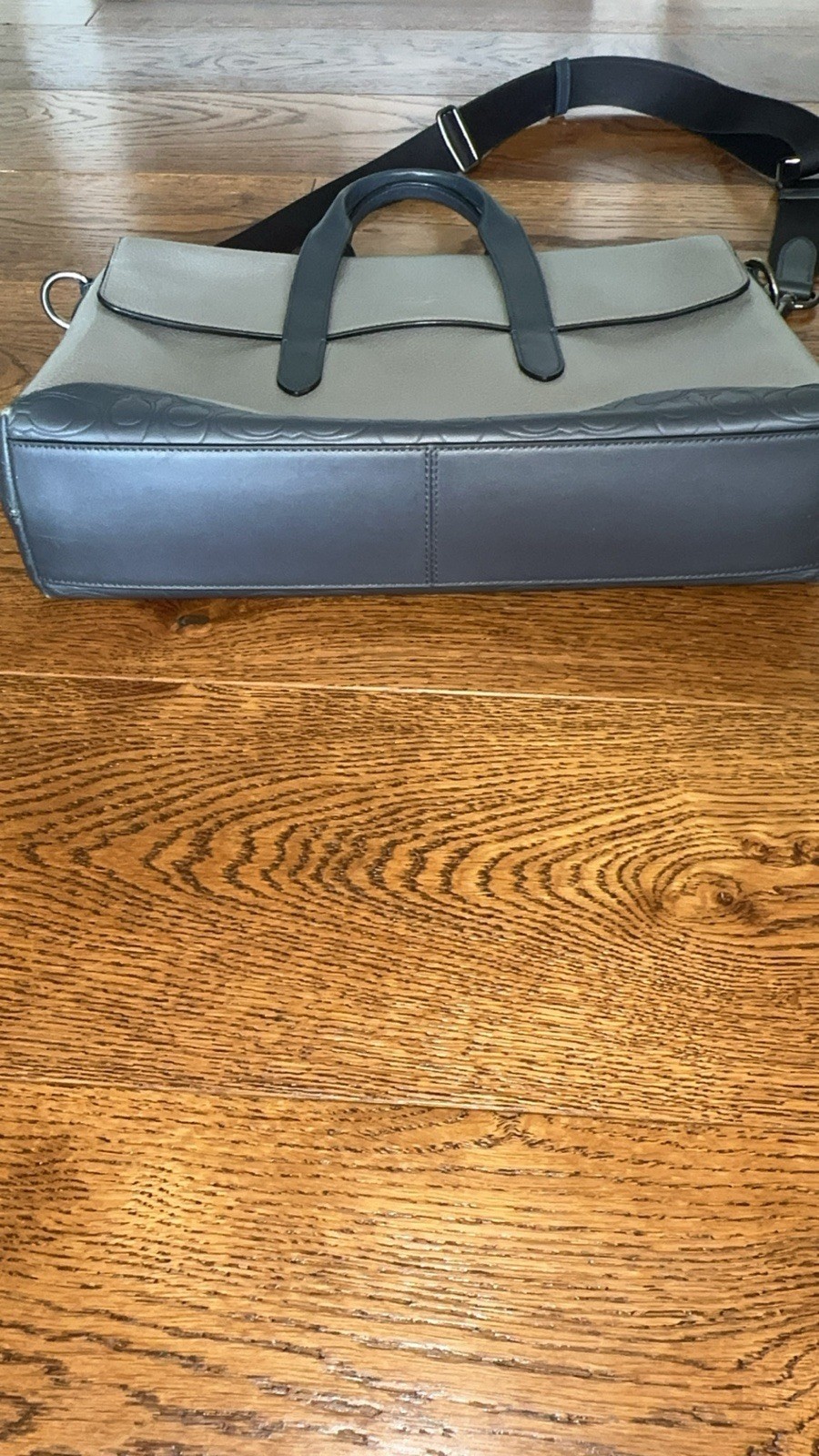 Coach Metropolitan Portfolio Briefcase Bag Gray Blue Navy Pebbled Leather $595