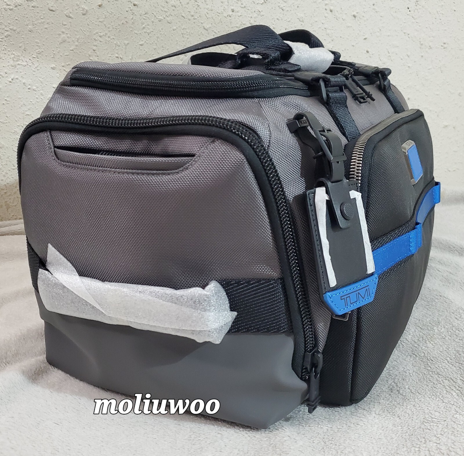 New $625 Tumi Alpha Bravo Mason Gray/Blue Ballistic Nylon Unisex Large Duffel