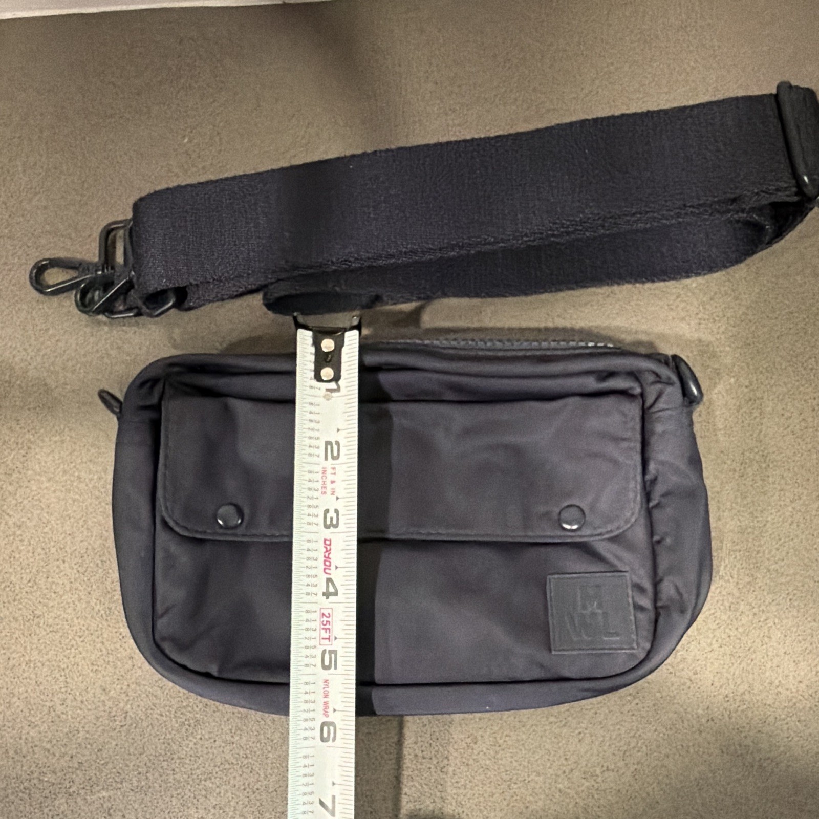 Navy Madewell Small Crossbody Zip Top Snap Flap Pocket Adjustable Shoulder Strap