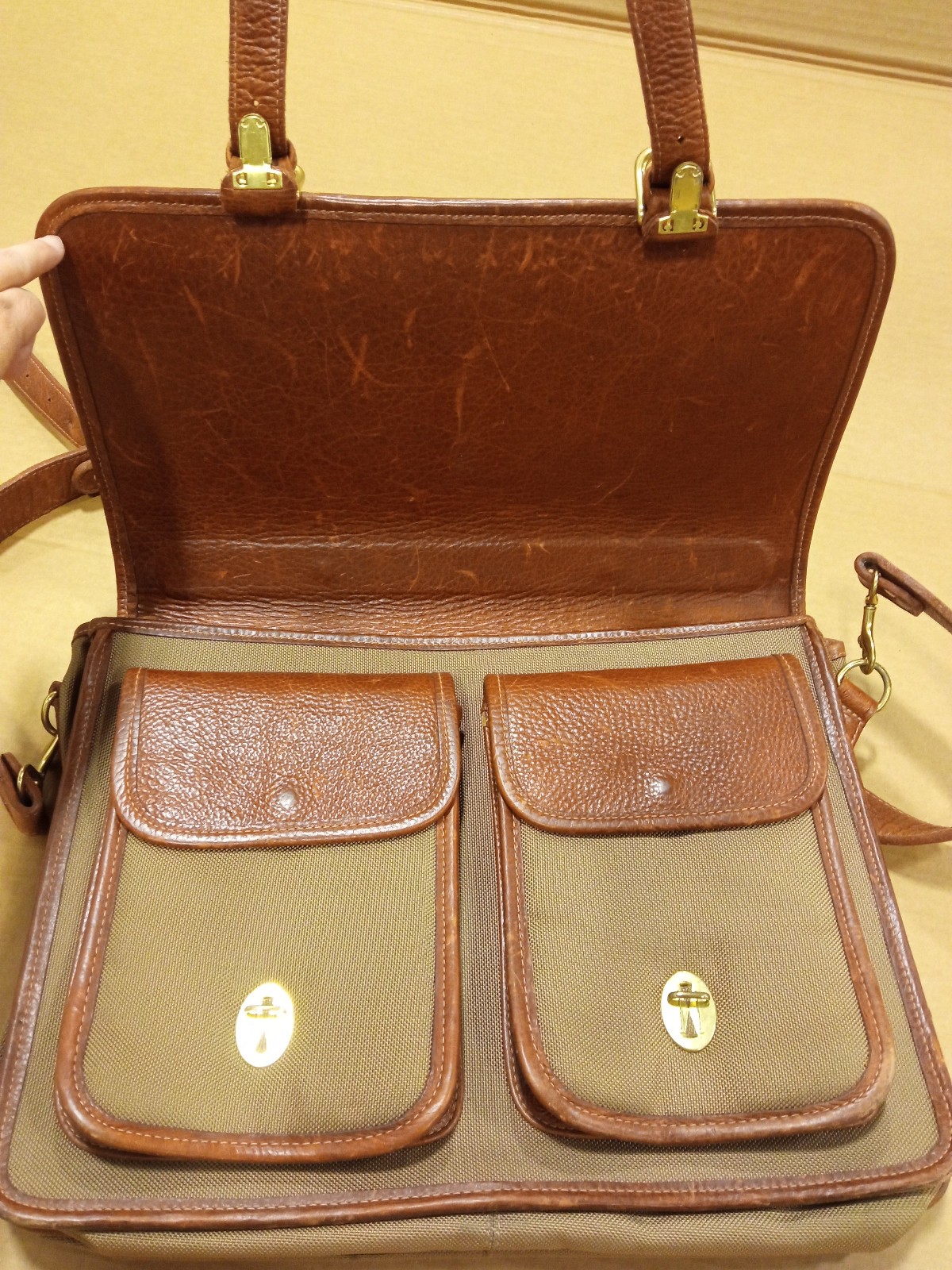 Premium Leather Briefcase/Laptop Bag – ASTON Conrad Double Compartment USA