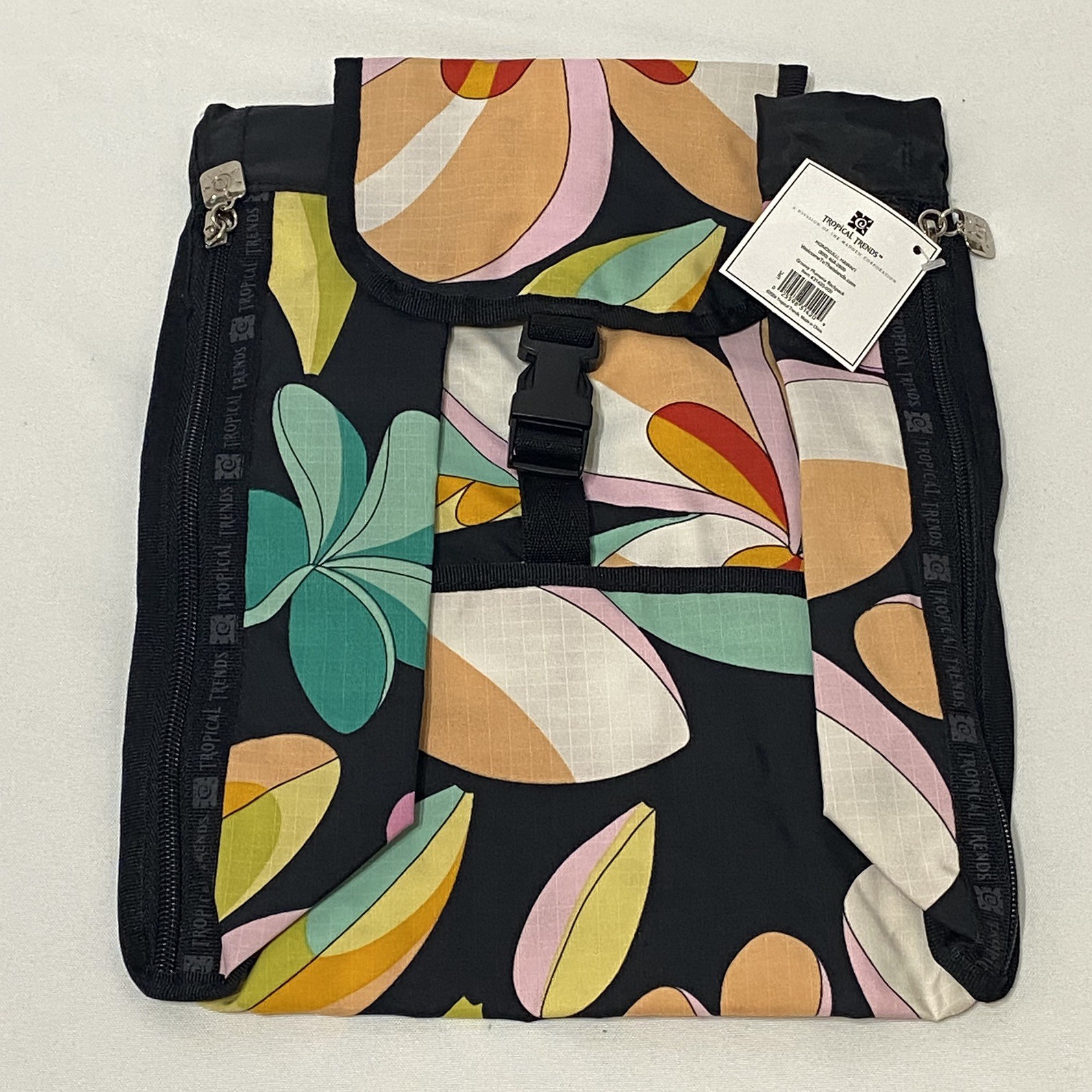 Tropical Trends Groovey Plumeria Backpack Hawaiian Colorful Retro 90s Y2K NWT