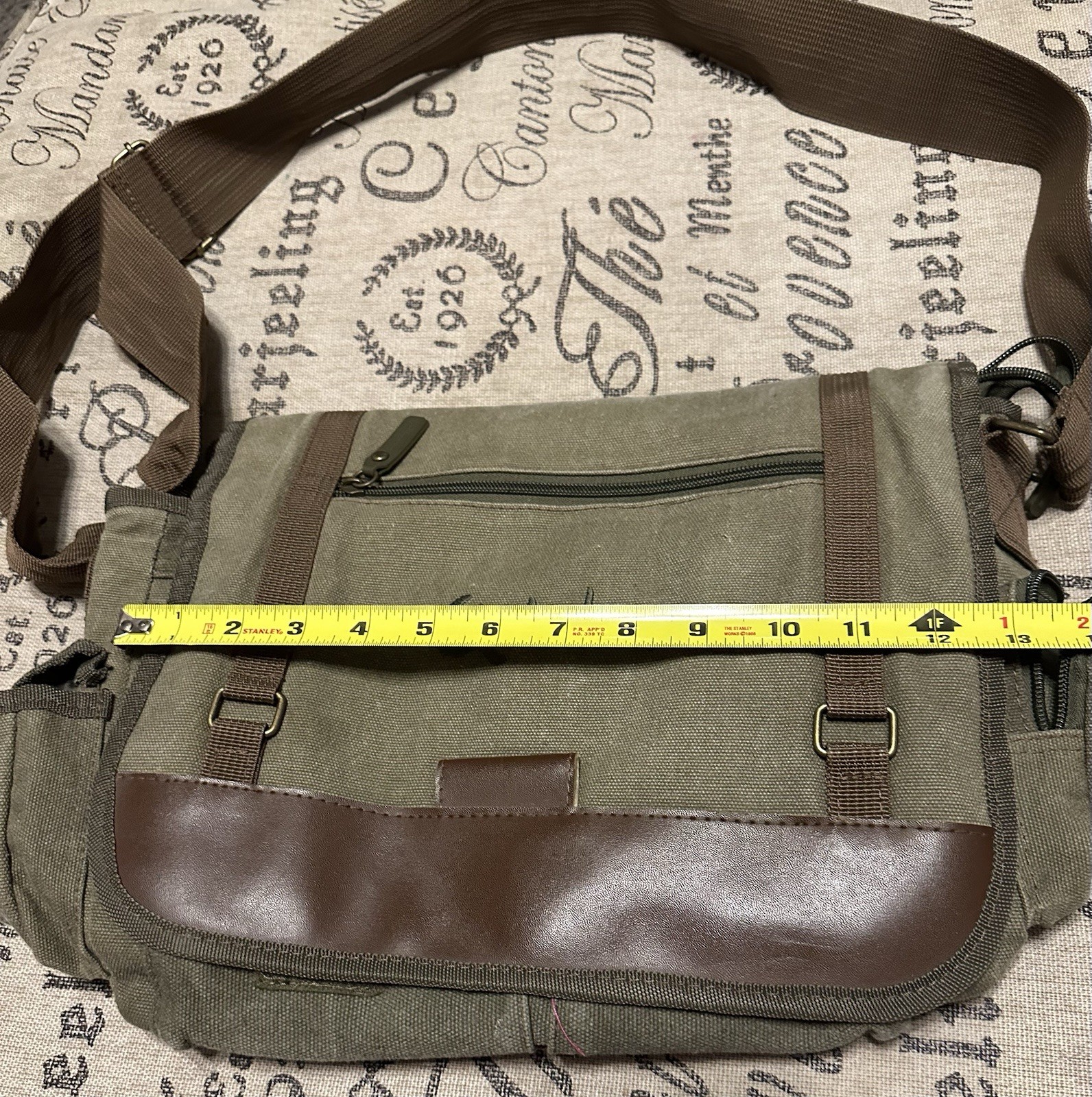 Sovrano Olive Canvas Messenger Bag Crossbody – Qdoba Logo’d
