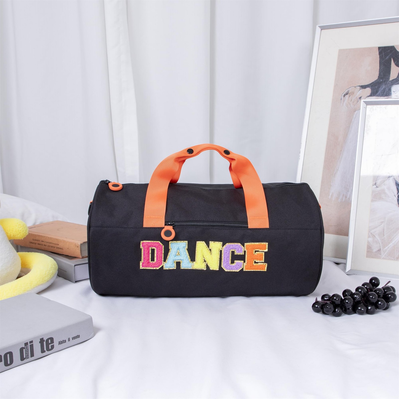 Girls Dance Duffle Bag with Chenille Patch,Cute 16.5″ Ballet, Cheer, Gymnasti…