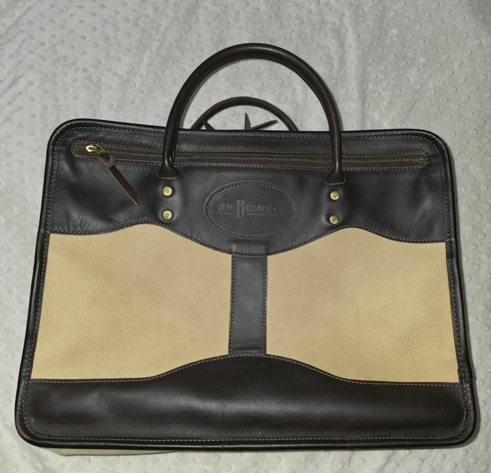 J. W. Hulme Smooth Full-Grain Brown & Tumbled Tan Leather Attache-Style Bag