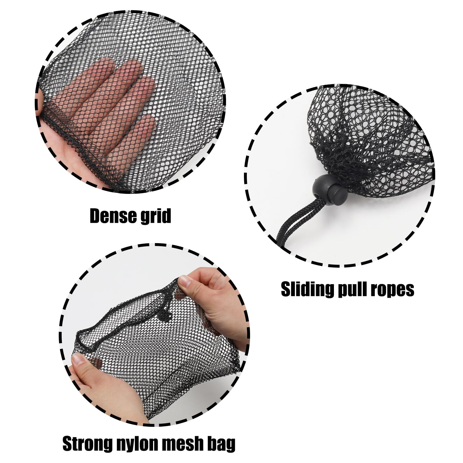 12Pcs 6×8 Inch Mesh Drawstring Bags with Cord Lock Black Mesh Storage Bags