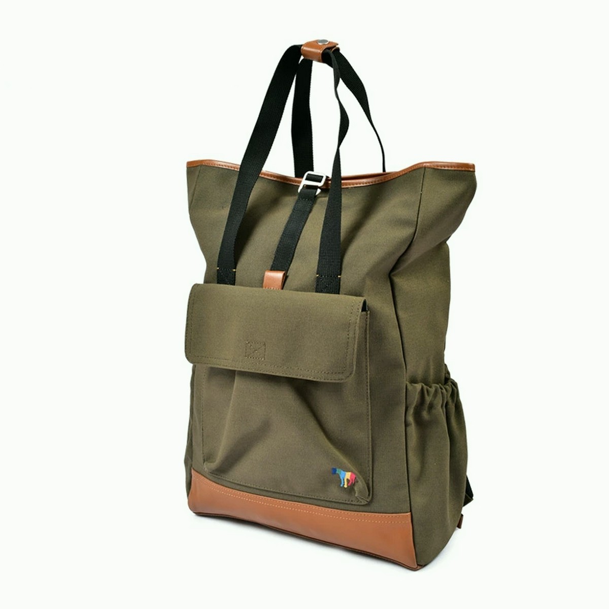 (NO CUSTOMS TAX) PS PAUL SMITH mainline khaki green canvas & leather backpack