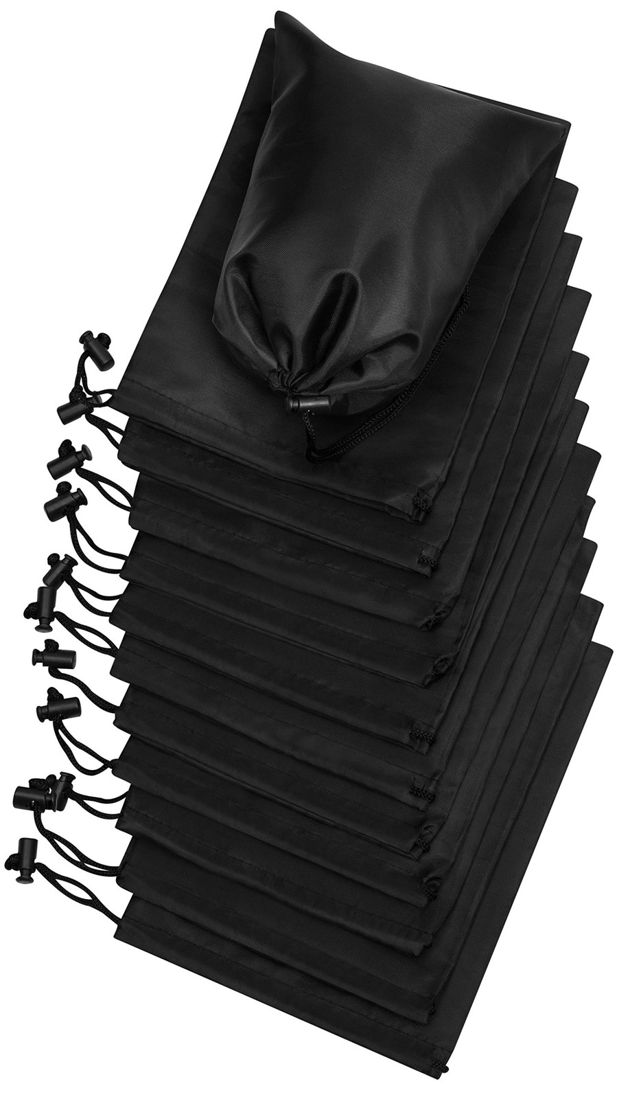 Drawstring Pouch with Toggle (6 x 8 Inch – 12 Pack – Black) Nylon Cinch and D…