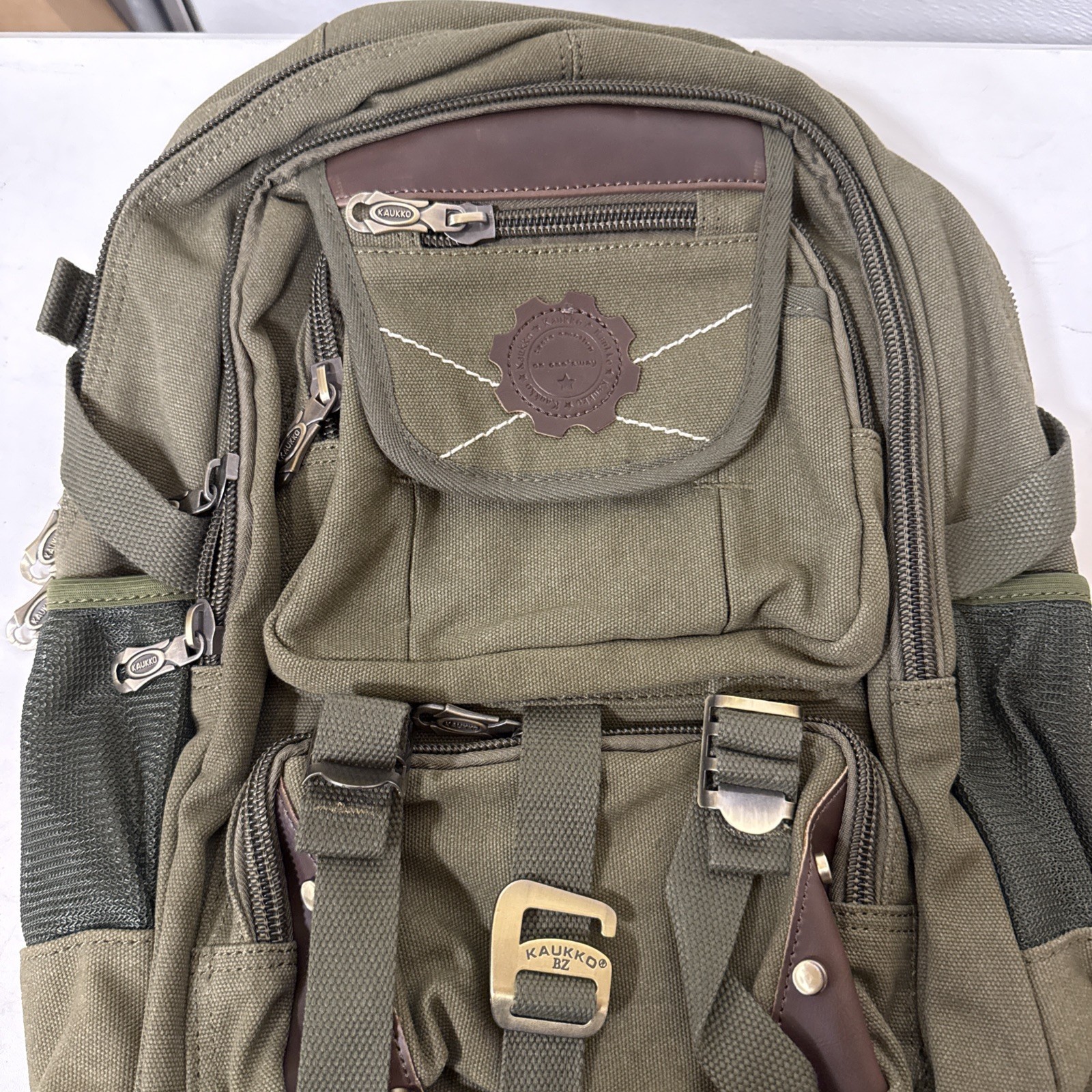 Kaukko Men Canvas Backpack Rucksack Bag Camping Travel School Satchel Outdoor