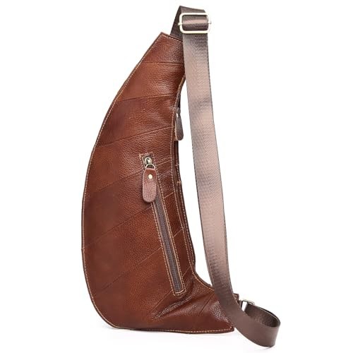 Vintage Leather Sling Bag Backpack Crossbody Shoulder Chest Daypack for Men