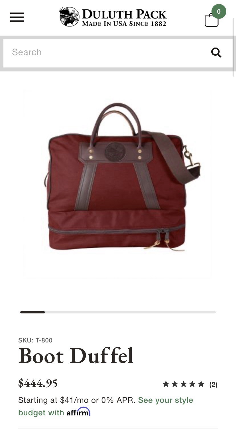 Duluth Pack Boot Duffle Canvas Leather Bag Burgundy Red Weekender Carry On