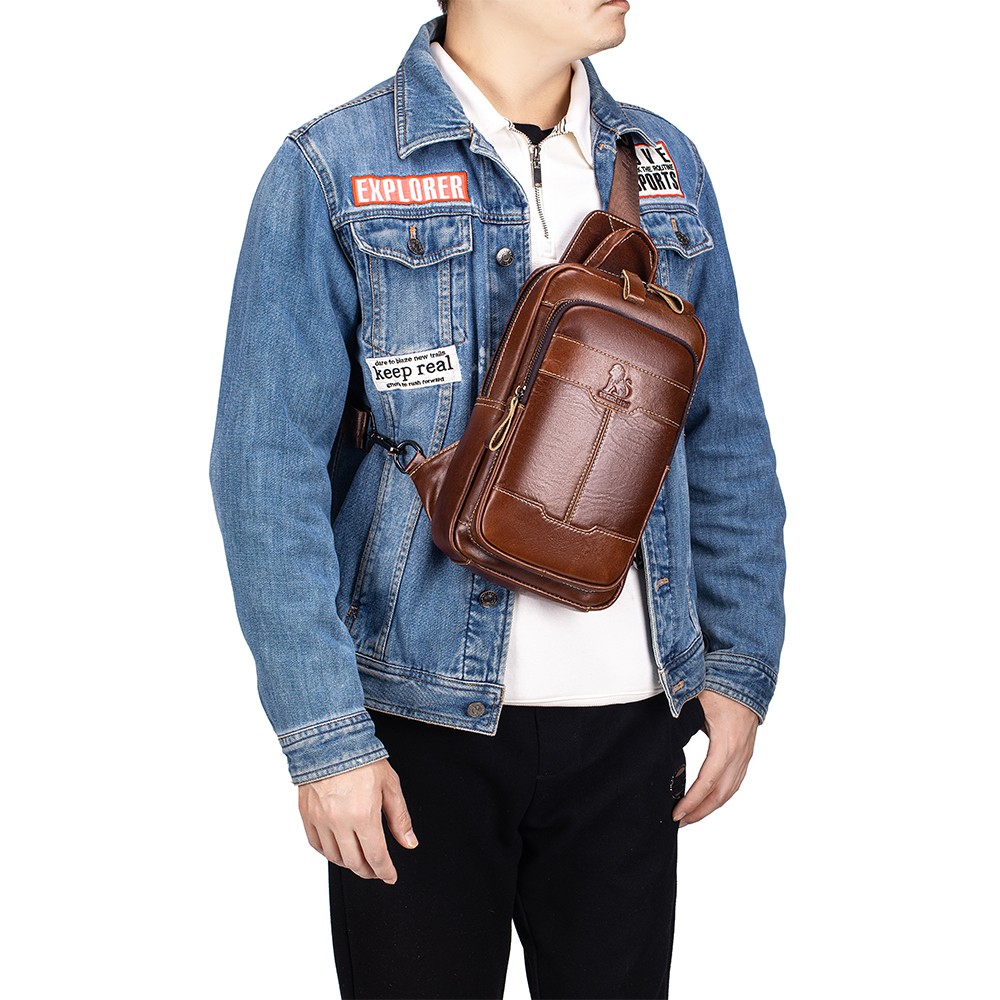 Men’s Genuine Leather Sling Chest Shoulder Bag Crossbody Satchel Backpack New