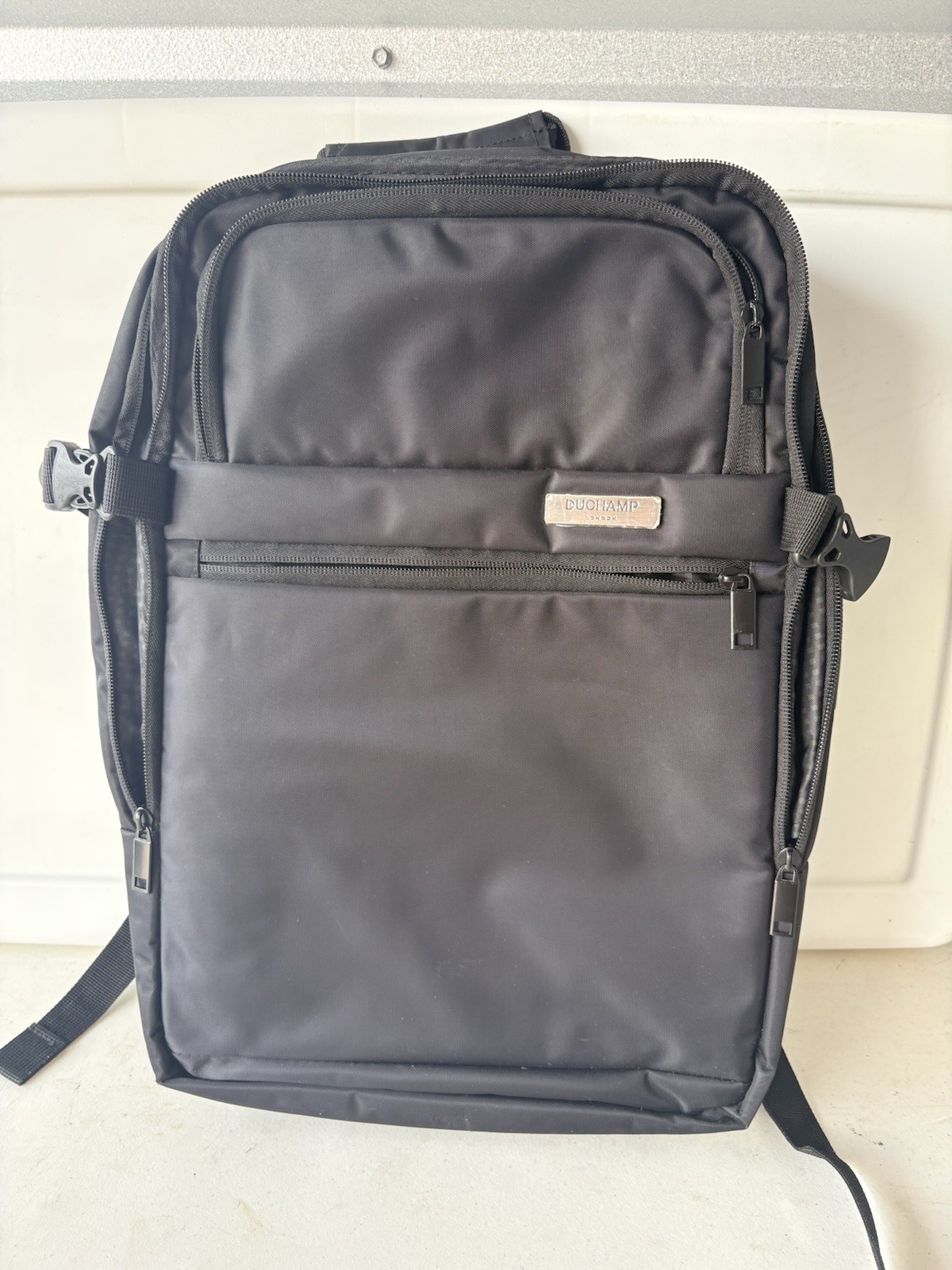 Duchamp London Getaway Expandable Travel Backpack Suitcase Black Carry-On