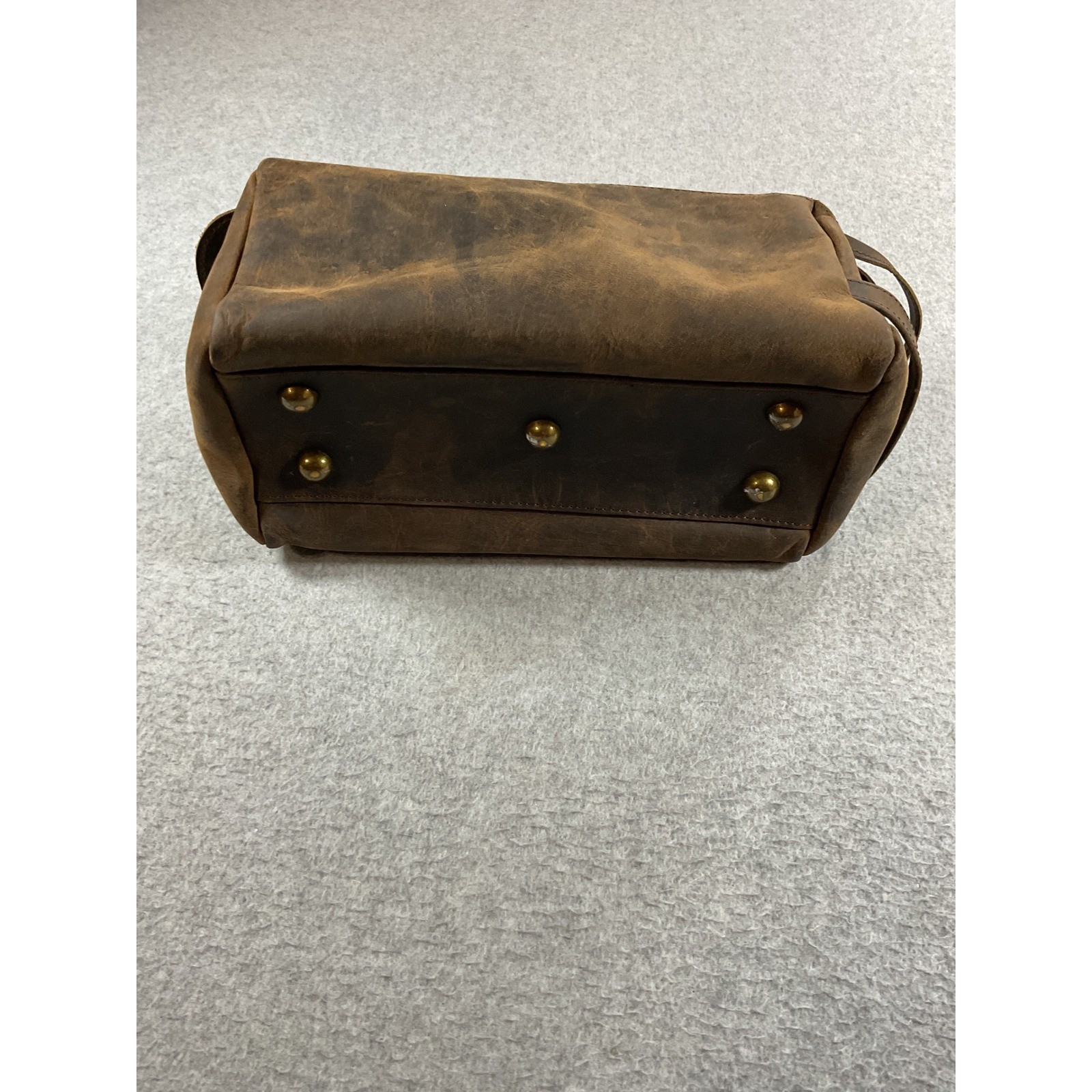 KomalC Mens Buffalo Leather Toiletry Bag Travel Dopp Kit Brown Distressed Case