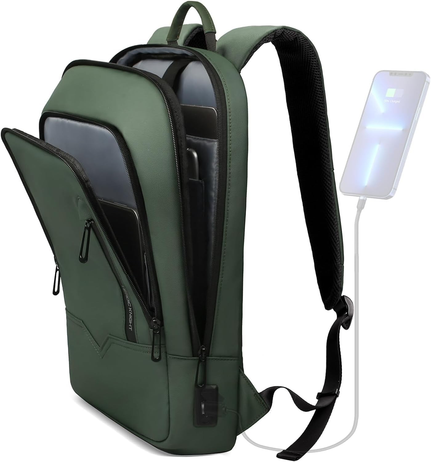 Backpack for Men Business Slim Backpack w/ USB Charger Computer-Anti-Theft 15.6″