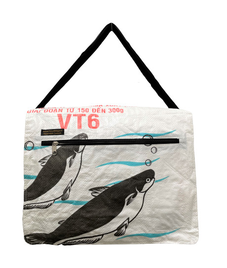 Fair Trade Cambodian Recycled Ex Large Messenger Bags made from Fish Feed Bags