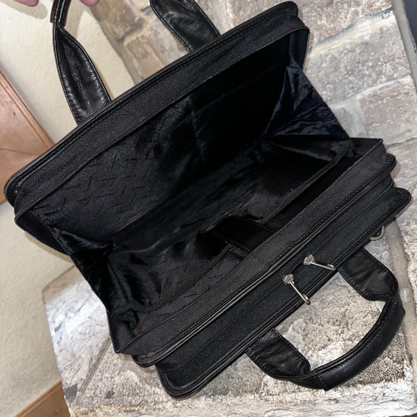 Samsonite Black Grain Leather Laptop Bag Briefcase 3-Ring Organizer 14x11x5”