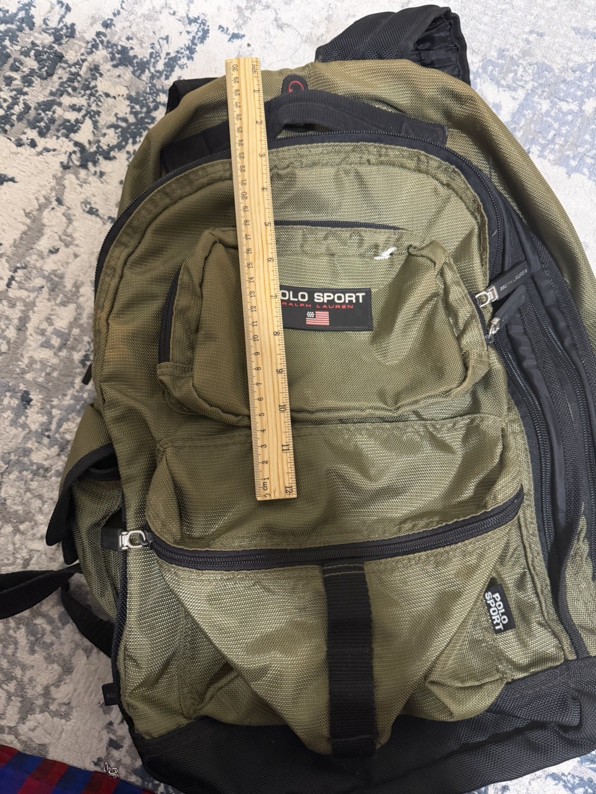 Polo Sport Ralph Lauren Green Backpack Multi Pocket Dividers Vintage 90s