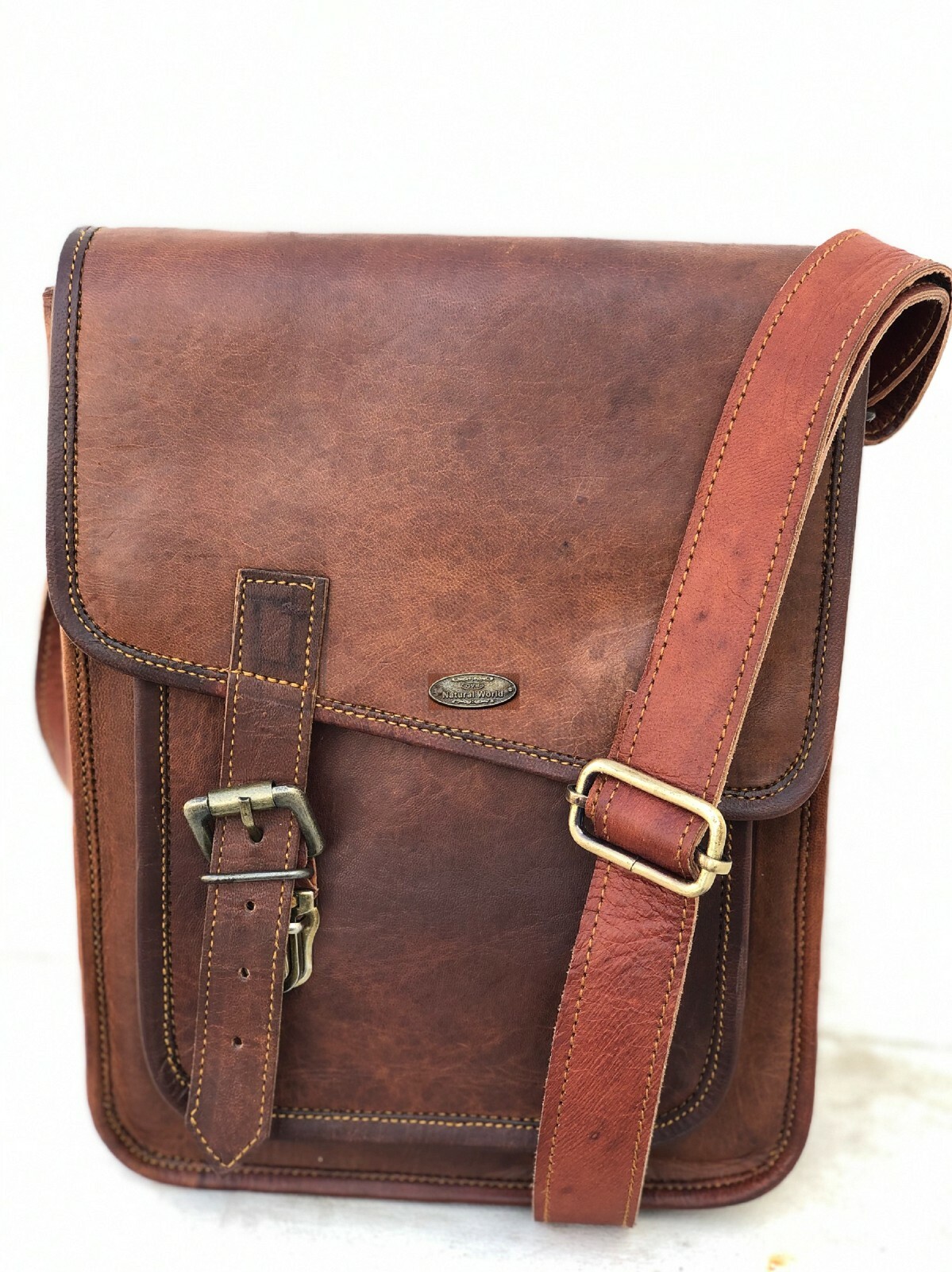 Women’s Vintage Leather Shoulder Satchel Messenger Crossbody Bag Push Lock